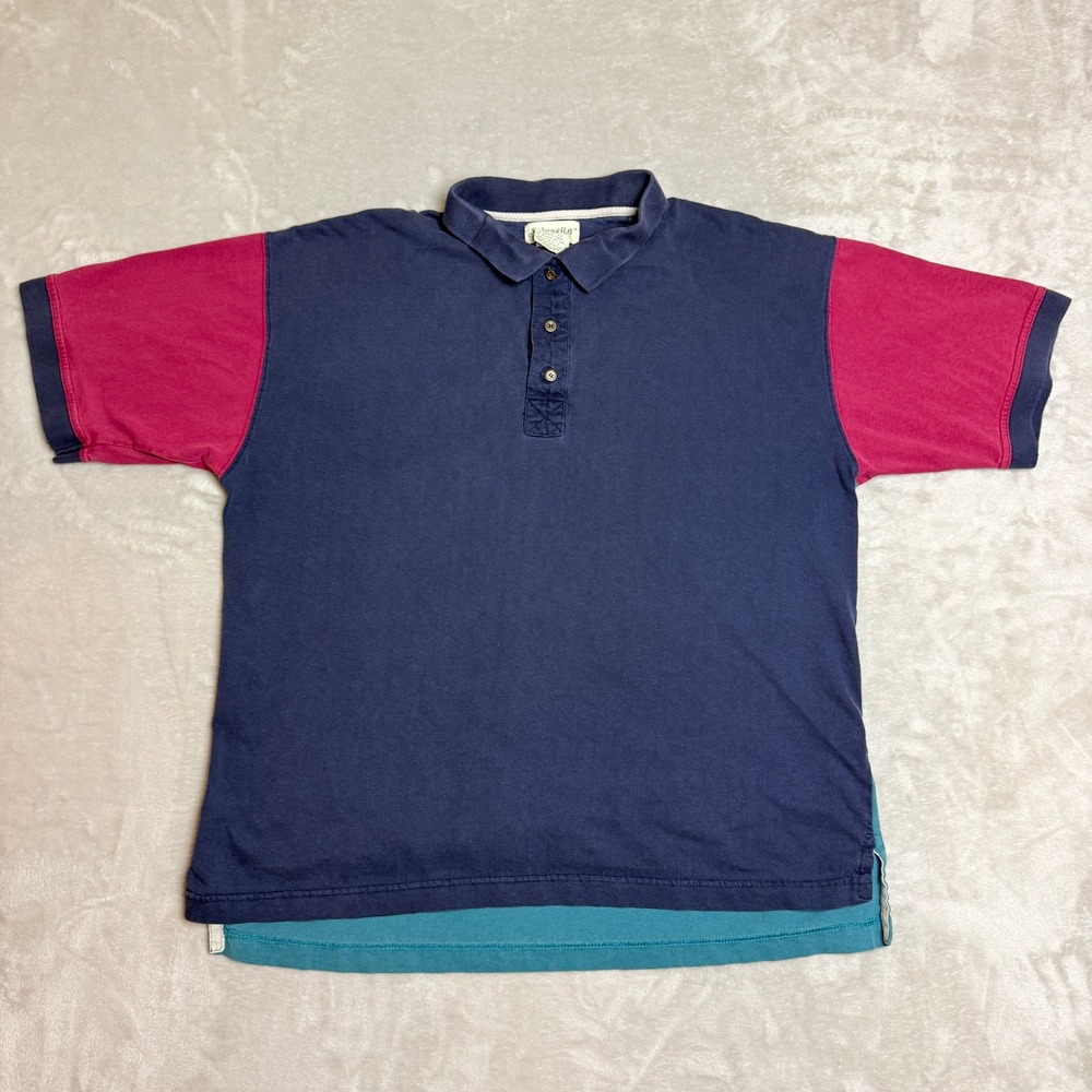 Vintage St Johns Bay Colorblock Polo Shirt Mens L Fresh Prince Hip Hop Retro 90s